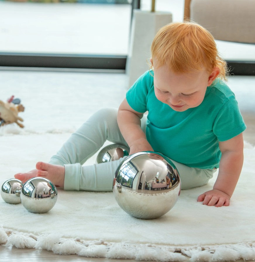 Sensorische reflecterende zilveren ballen – 4 delige set